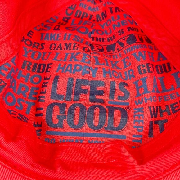 Life Is Good Heart Mountain Embroidery Faded Orange Red Baseball Cap Adjustable - Picture 6 of 10
